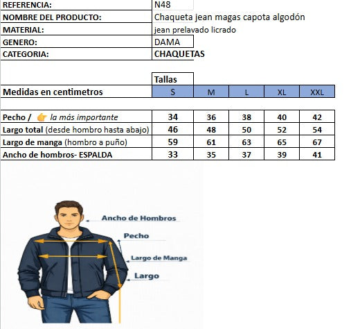 Chaqueta jean magas capota algodón N48 - imagen 1