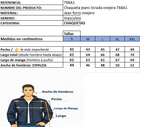 Chaqueta jeans licrada ovejera T68A1 - imagen 1