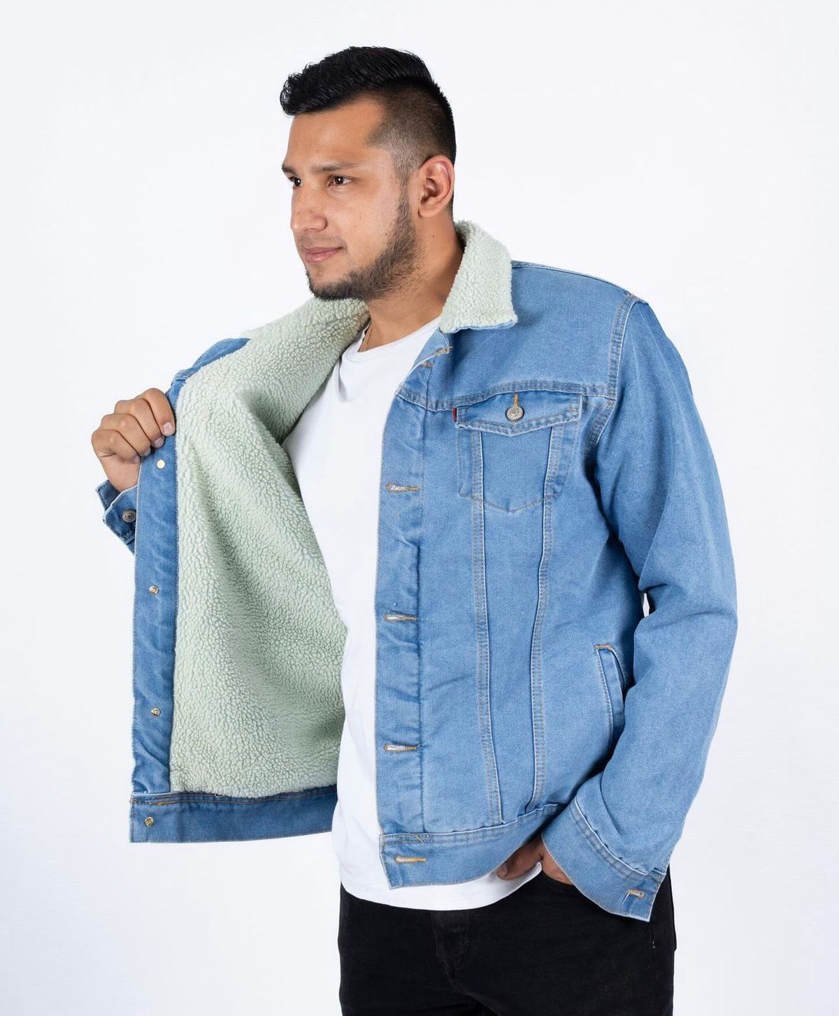 Chaqueta en jean con ovejero  T68A - imagen 4